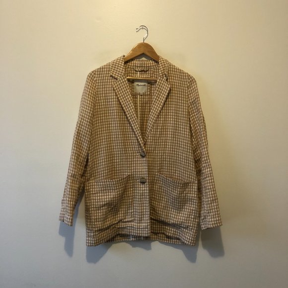 Madewell Linen Dorset Blazer in Gingham Check - Picture 3 of 5